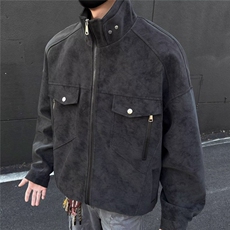 pu皮外套高级感痞帅立领美式复古工装皮衣夹克衣服Y1035-P98网图，男装夹克，电商B245