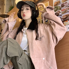 A164-P85闲外套春秋新款百搭复古麂皮绒棒球服，女装短外套，星座911