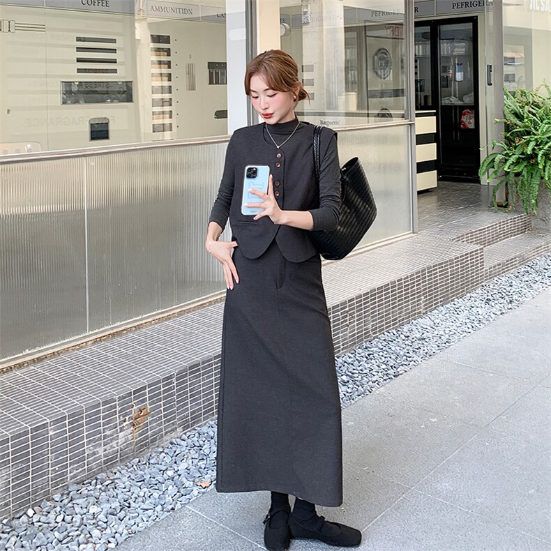 小香风显瘦马甲套装裙女2025春秋季新款法式气质收腰半身裙三件套,女装套装/套裙,2C015
