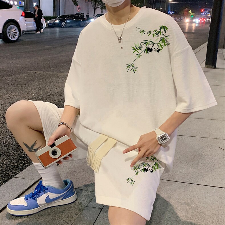 套装！华夫格套装短袖T恤短裤男TZ215-特P38,男装T恤,电商B367