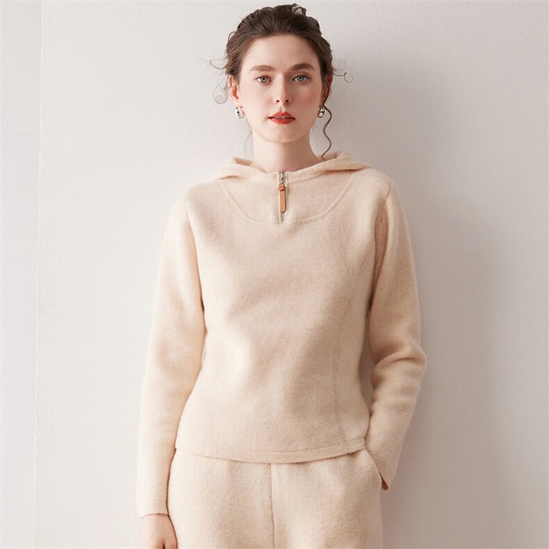 2025秋冬新款舒适百搭简约软糯时尚加厚上衣帽衫，女装羊绒衫，尚达羊绒