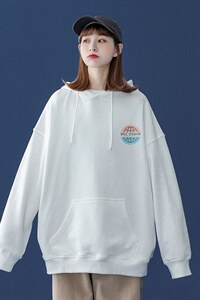 中性 秋季潮流卡通印花上衣宽松连帽卫衣 W223  P35控58加绒P45图片