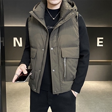 短款连帽马健男休闲日系面包服保暖外套马甲背心M8082-P130，男装背心/马甲，电商A237