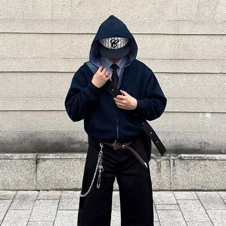 抖音得物高品质二开 26春季美式潮牌两面穿连帽卫衣开衫男女外套图片