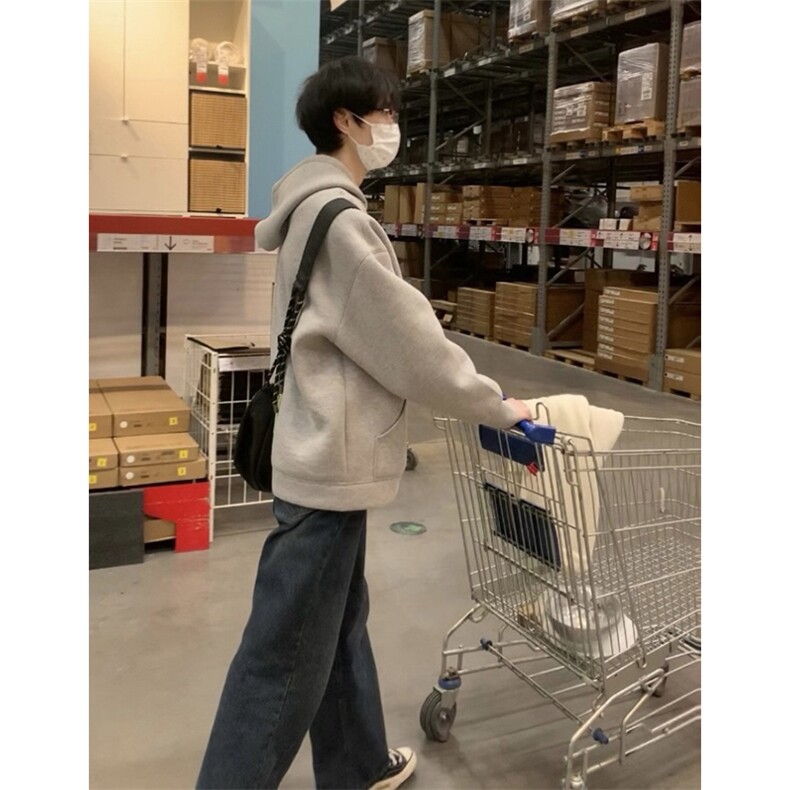 抖音得物高品质26春装美式高街重磅宽松结构高领连帽卫衣外套W60,女装短外套,电商A486