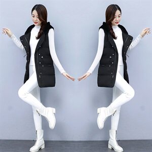 时尚保暖女士连帽棉马甲 修身显瘦冬季外套图片