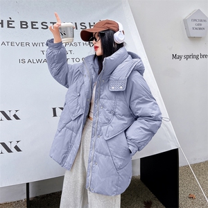 2023冬季新款肌理感90白鸭绒羽绒服女设计感小众时尚连帽加厚外套图片