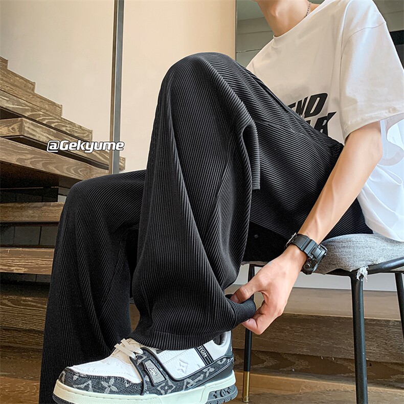 8XL-M 特大码肌理感冰丝薄款休闲裤长裤男宽松百搭情侣裤K922P45图片