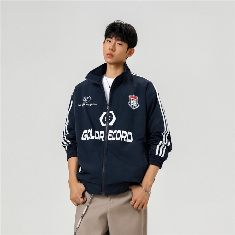 2026春季新款经典美式中性三条杠撞色立领夹克JK1005-P65-控89，男装夹克，星座216(原A116)