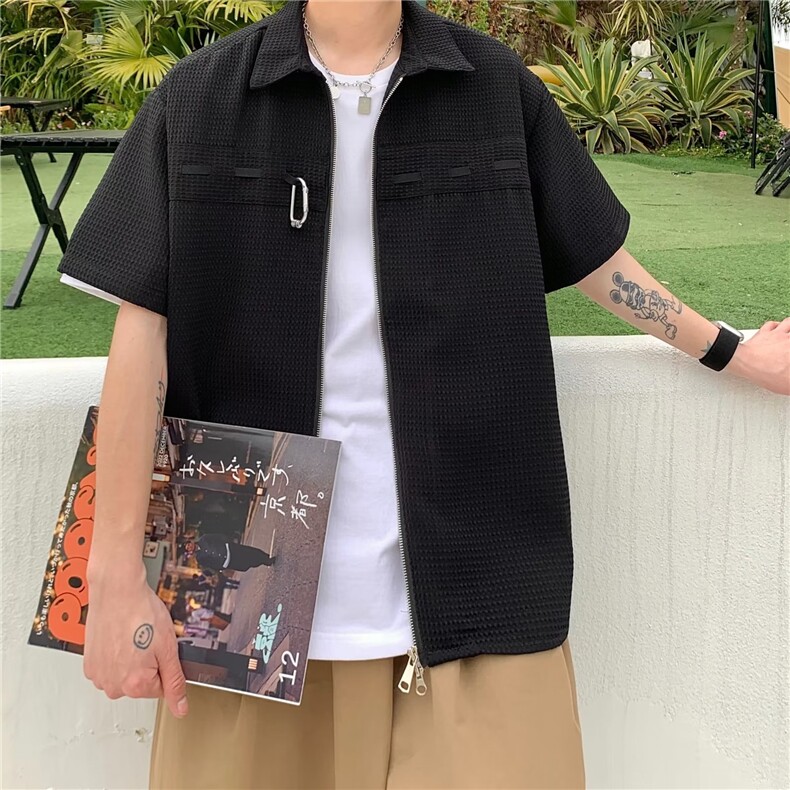 夏季新款衬衫潮流慵懒男方领衬衫W1258P38,男装衬衫,星座1116-2