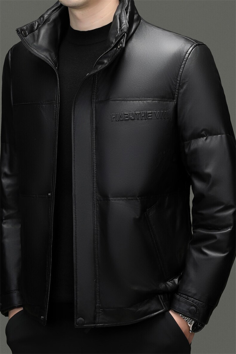 BG5602冬季海宁真皮羽绒服男白鹅绒时尚皮衣中年绵羊皮外套商务,男装羽绒服,电商B360