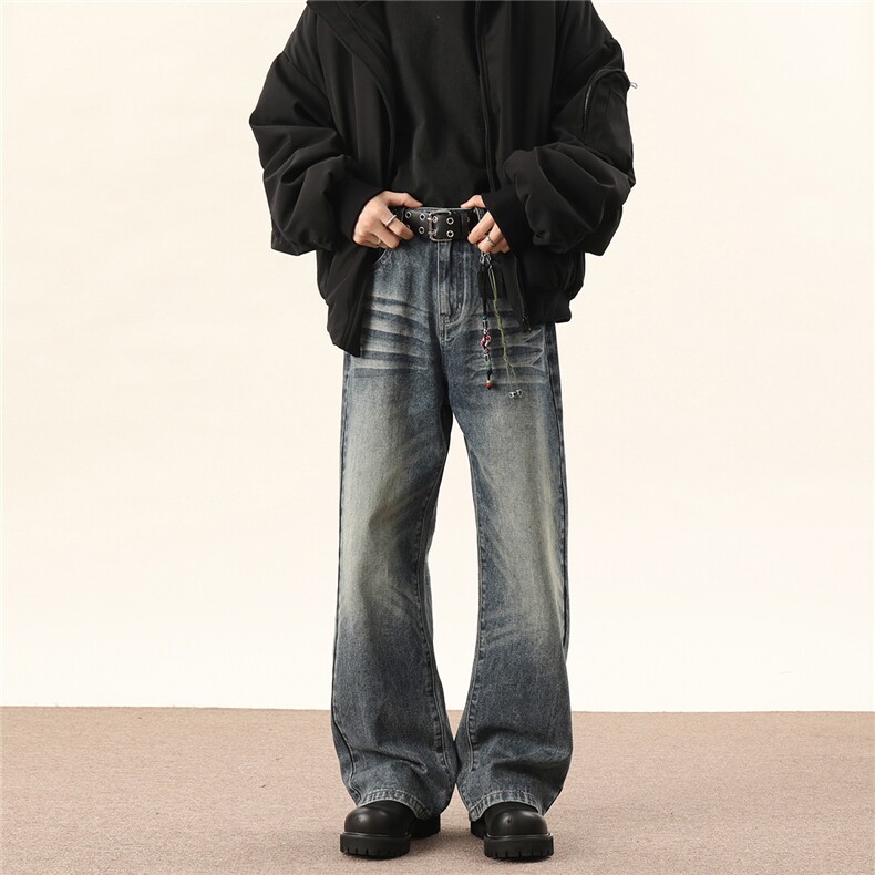 C315-G3093现货开春微喇重猫须洗水牛仔裤(P60X89)8,男装牛仔裤,电商C315