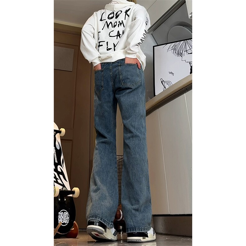 高品质B221美式ins高街暗黑宽松微喇牛仔裤LK24339-P60控78,男装牛仔裤,电商B221