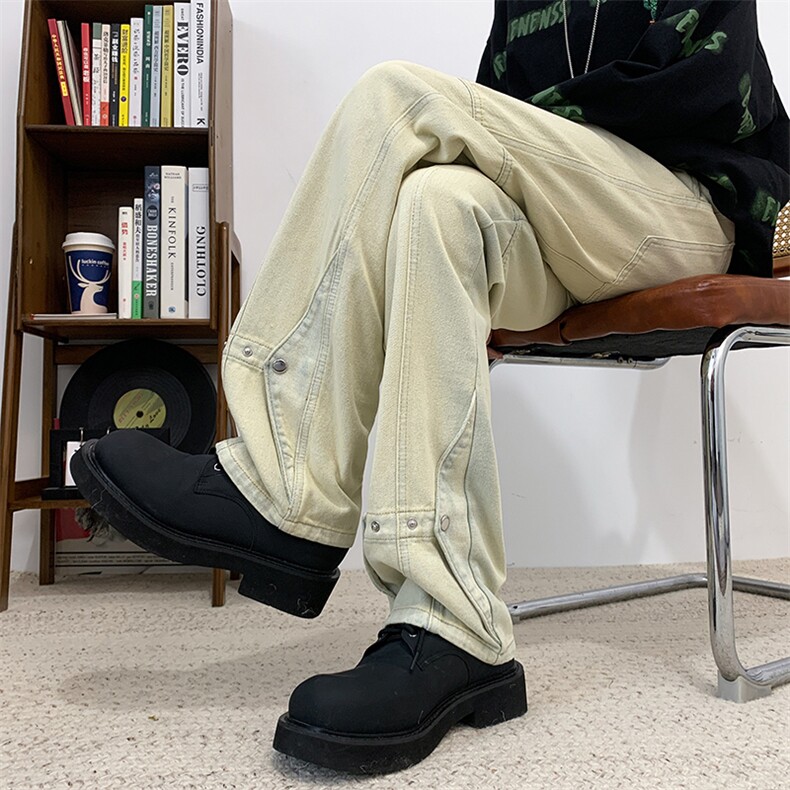 高街复古微喇牛仔裤男宽松直筒春夏款显瘦美式长裤子潮783-P55图片