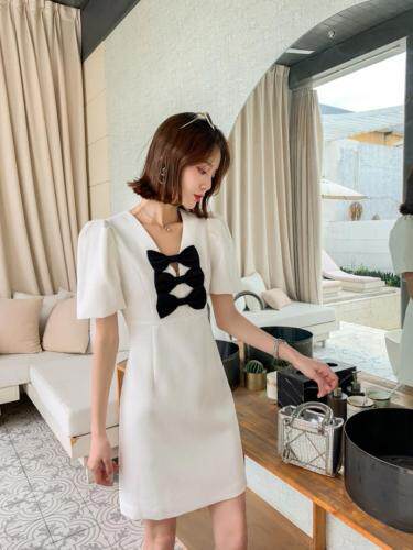 蝴蝶结连衣裙，女装连衣裙，棠秋纤