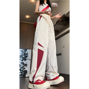 秋季衔接款美式运动撞色拼接宽松休闲裤B315-K24262-特p35控68,男高帮小白鞋搭配 冬天图片