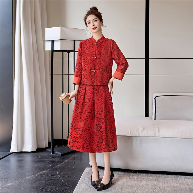 罗得堡2026年春装新款新中式汉服套装连衣裙2610,女装套装/套裙,罗得堡
