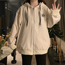 A333-P105拉链开衫连帽春季潮牌情侣上衣港风oversize高街外套，女装短外套，星座911