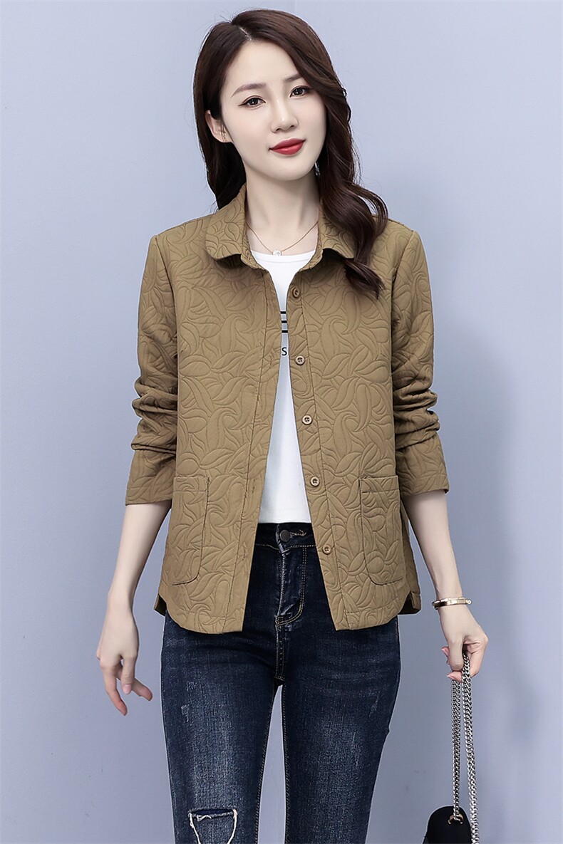 2024年秋季新款时尚气质休闲短款风衣棉外套女春秋款宽松百搭,女装中老年女装,妃曼