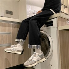 翻边格子裤子男直筒宽松ins情侣九分裤韩版新款休闲裤男k56-p28，男装休闲裤，星座1008
