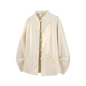 8XL-M 亚麻棉麻长袖衬衫风衬衫新中式打底衫佛系CS504P68控88图片