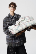 粗花呢格纹棉服复古大码夹棉加厚小香风毛圈格子呢外套LF101特P95，男装棉衣，电商B215