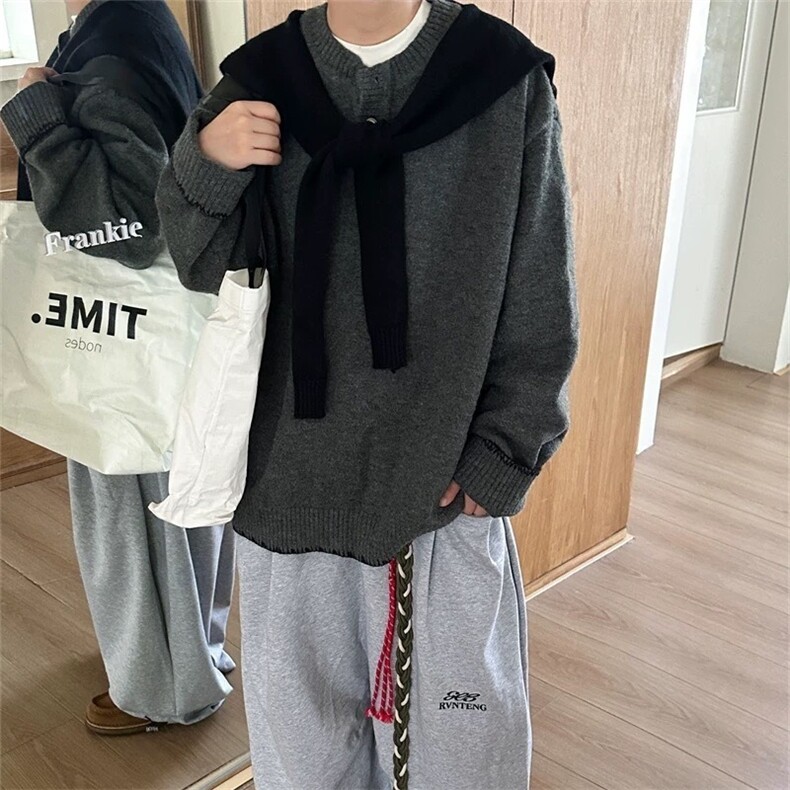网图韩版假两件撞色披肩针织衫毛衣外套W1717/特P65,男装针织衫/毛衣,电商B350