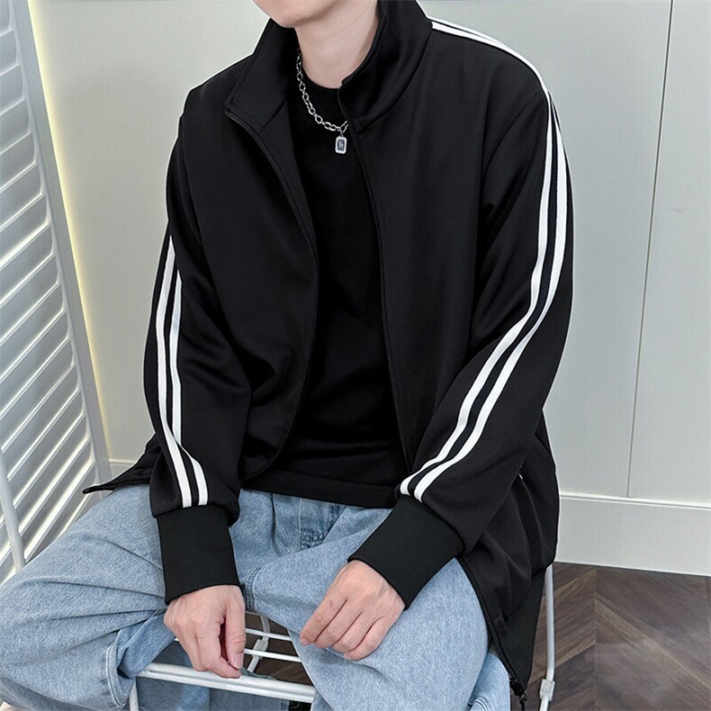 现货开衫卫衣外套男垂感运动服上衣宽松立领夹克A116P65加绒P75,男装夹克,电商A351