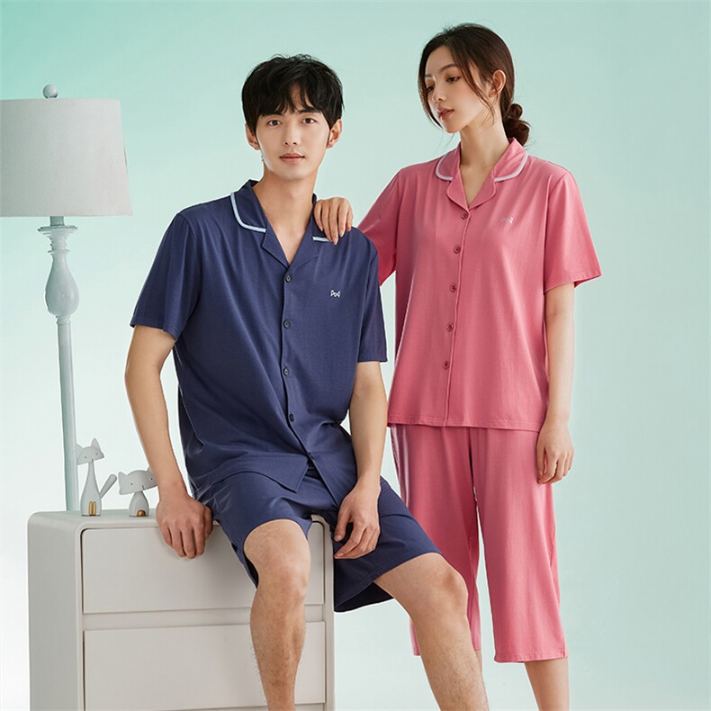 2025年秋季猫人正品睡衣情侣套装短袖七分裤时尚百搭，睡衣套装，泰合衣坊