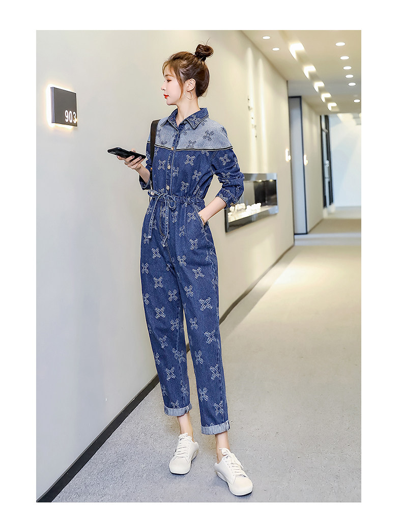连衣裤通勤高腰棉布蓝色口袋九分裤2021年春季_秋水欣儿QSXE9009 - 杭州女装网