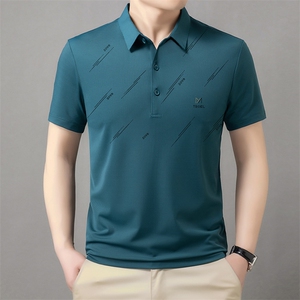 冰丝Polo衫男士短袖T恤夏季新款时尚印花翻领男装上衣宽松休闲潮图片