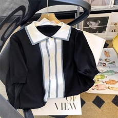 夏季新款韩版开衫拼色镂空短袖POLO衫针织衫上衣男士W3521-P45，男装针织衫/毛衣，星座512-2