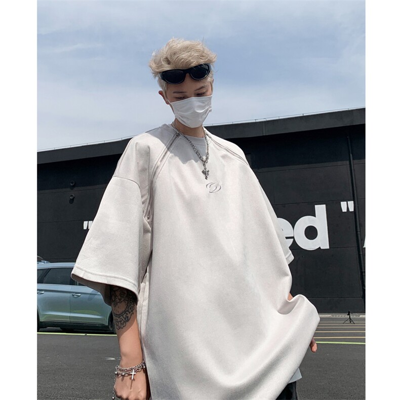 双拉链短袖T恤男装美式复古高街休闲百搭上衣XZ514-2-202437-P48,男装T恤,星座514-2(原B239)