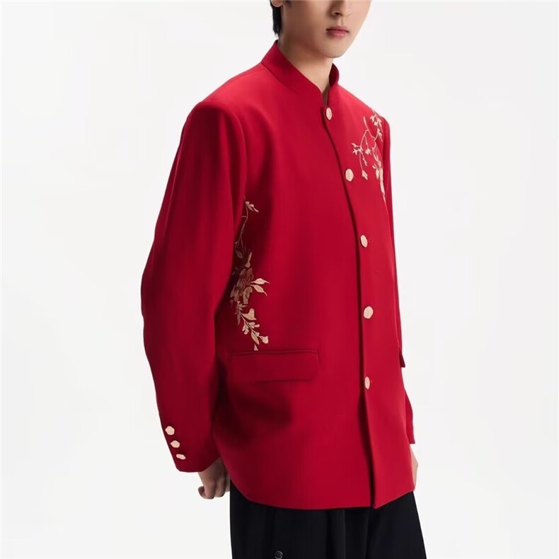 2026春秋新款重工立体亮片绣花西装轻奢时尚长袖宽松气质西服外套,男装西服套装,星座601-1
