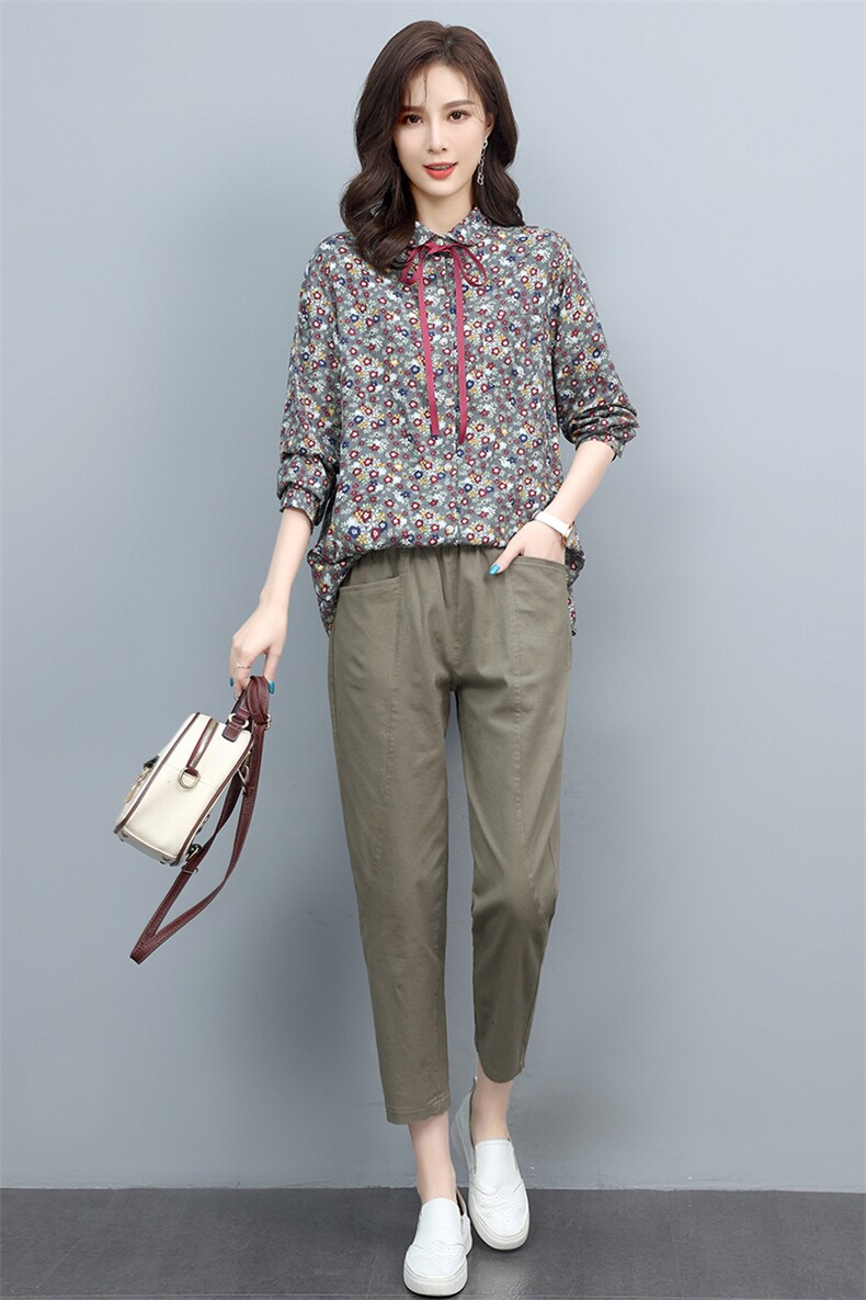 长期现货，春季新款复古碎花女两件套,女装套装/套裙,涵誉