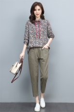 长期现货，春季新款复古碎花女两件套，女装套装/套裙，涵誉