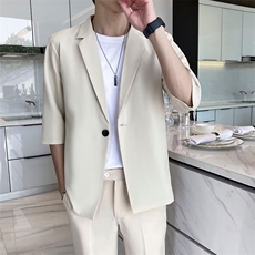 七分袖西装男外套夏季薄款轻熟韩版潮流雅痞帅气半袖短袖西服YK73，男装西服，星座1116A-2（原606A-1）