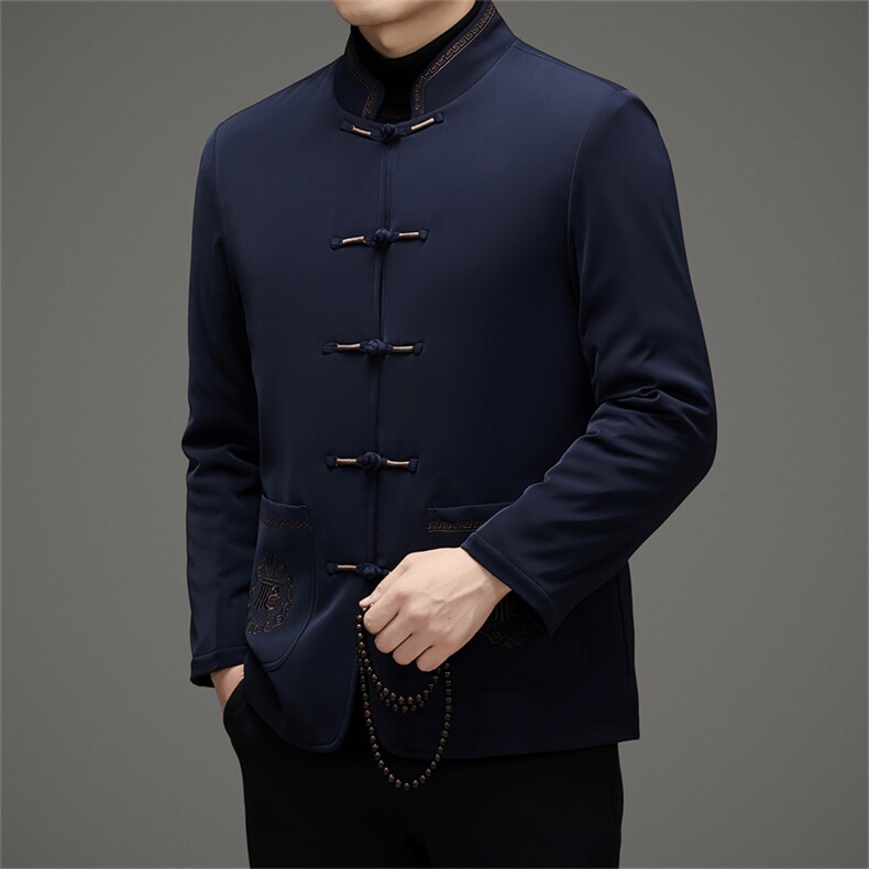 BA509钱塘2020-2时尚休闲新款冬季加绒中年男士风唐装P143,男装休闲套装,钱塘207-2