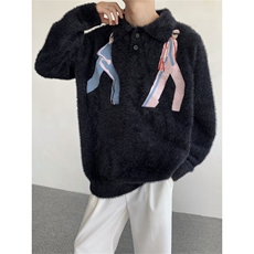 港风秋冬款男POLO领毛衣人物刺绣加厚休闲打底外套M8817P65，男装针织衫/毛衣，星座1013-1