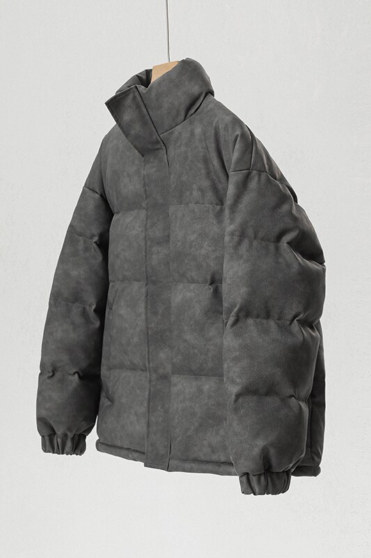 冬季新款棉衣男美式港风宽松PU皮立领面包服大码外套男MY622-P128,男装棉衣,星座505-3