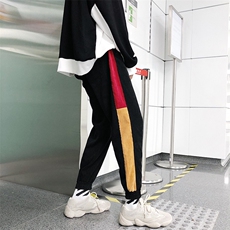 2021春季新款撞色灯芯绒港风大码韩版休闲小脚裤-K811-P45，男装休闲裤，电商A009A（原A058A）