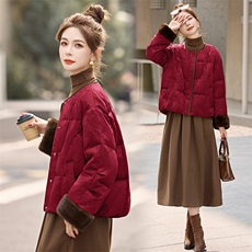 设计感立领拼接羽绒服女2024年冬季新款小个子白鸭绒短款，女装羽绒服，美沁