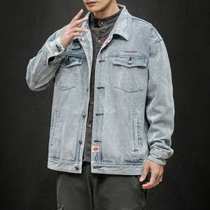 秋季日系复古牛仔外套男潮牌宽松夹克潮流上衣DF64T图片