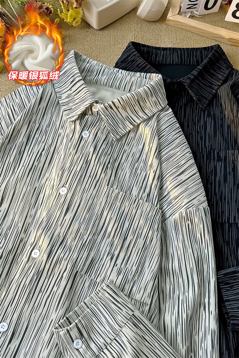特批P55无差价冬季大码加绒加厚扎染长袖衬衫男士外套C2542J加绒,男装衬衫,电商A001