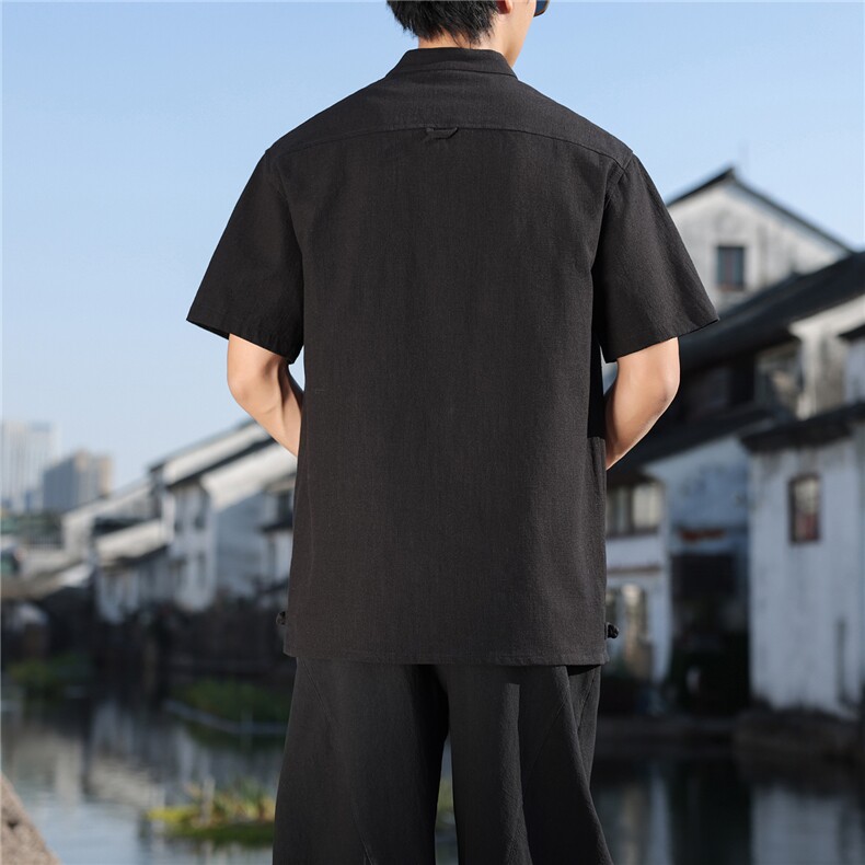 2026夏季新款风盘扣纯色休闲宽松大码纯棉T恤CS2606,男装T恤,电商A008