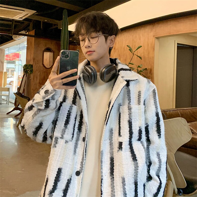 春装小香风羽毛形外套个性翻领潮牌夹克上衣825p118控168,男装夹克,电商A458A