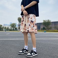 2026夏沙滩裤港风大码五分裤细条冰丝花短裤DK1677/特P28咖啡8，男装牛仔裤，电商A094