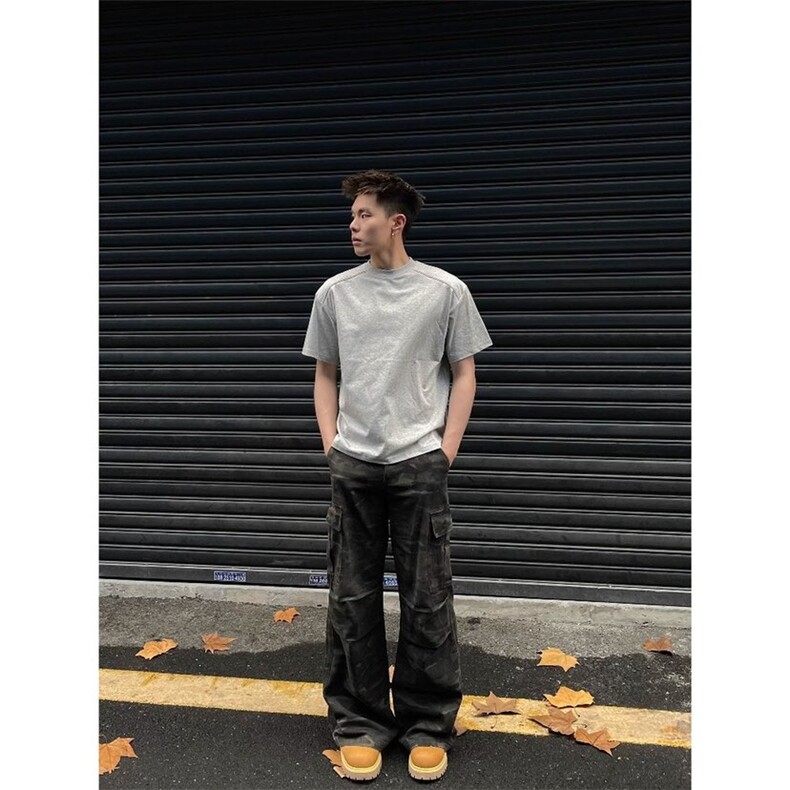 cleanfit美式正肩短袖男款夏季重磅小领口t恤美式修身纯棉半截袖,男装T恤,星座313A(原308A-2)