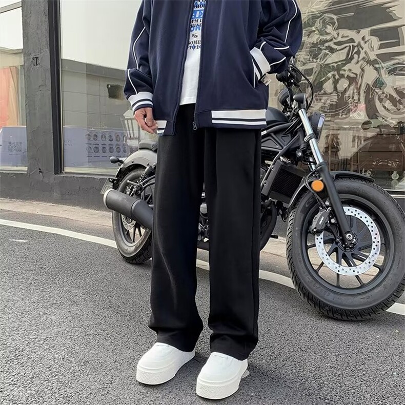 休闲裤男韩版潮流高街帅气直筒裤子2024春夏季ins长裤K5102-P43图片