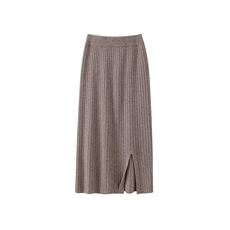 2024年秋冬季抽条侧开叉云感山羊绒保暖半身裙，女装半身裙，举月羊绒